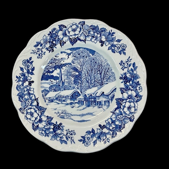 vintage J&G Meakin Stratford on Avon Plate Blue White The Bells Of Holy Trinity - Picture 2 of 5
